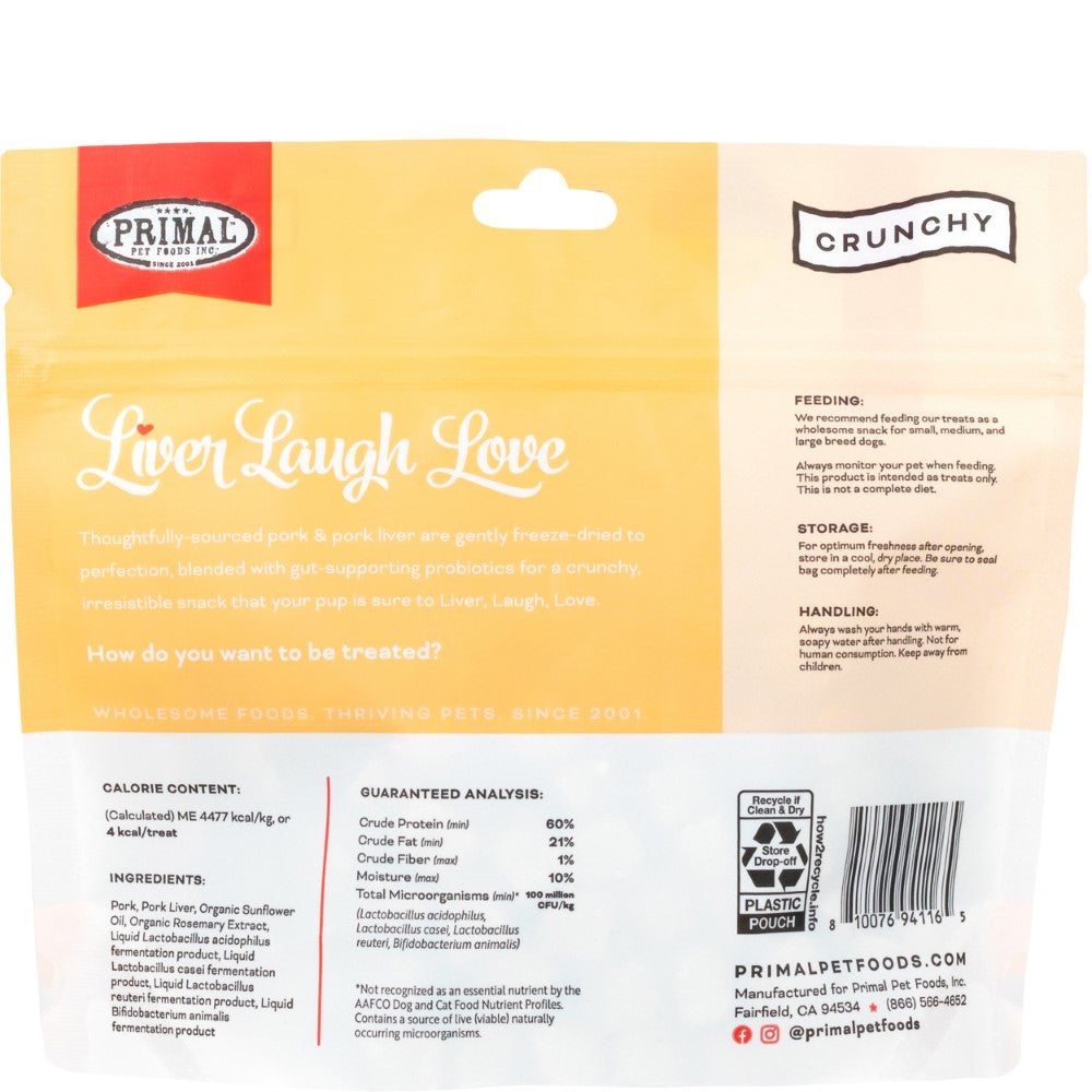 Primal Liver, Laugh, Love Simply Pork Freeze-Dried Dog Treats, 1.5-oz (Size: 1.5-oz)