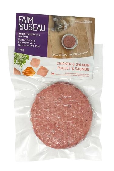 Faim Museau Solution Recipe Chicken and Salmon Frozen Raw Cat Food single 114-g patty