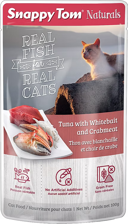 Snappy Tom Naturals Tuna with Whitebait and Crabmeat Wet Cat Food, 100 gm