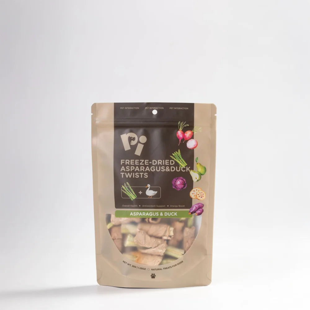 PI Pet Food – Freeze-Dried Asparagus & Duck Twists – 35g