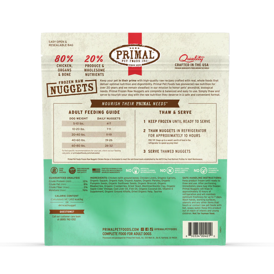 Primal Frozen Raw Nuggets Chicken Recipe Dog Food 3-lb