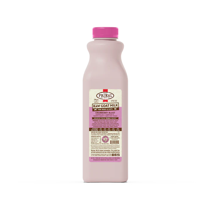 Primal Raw Frozen Goat Milk 'Cranberry Blast' for Dogs & Cats, 32-oz