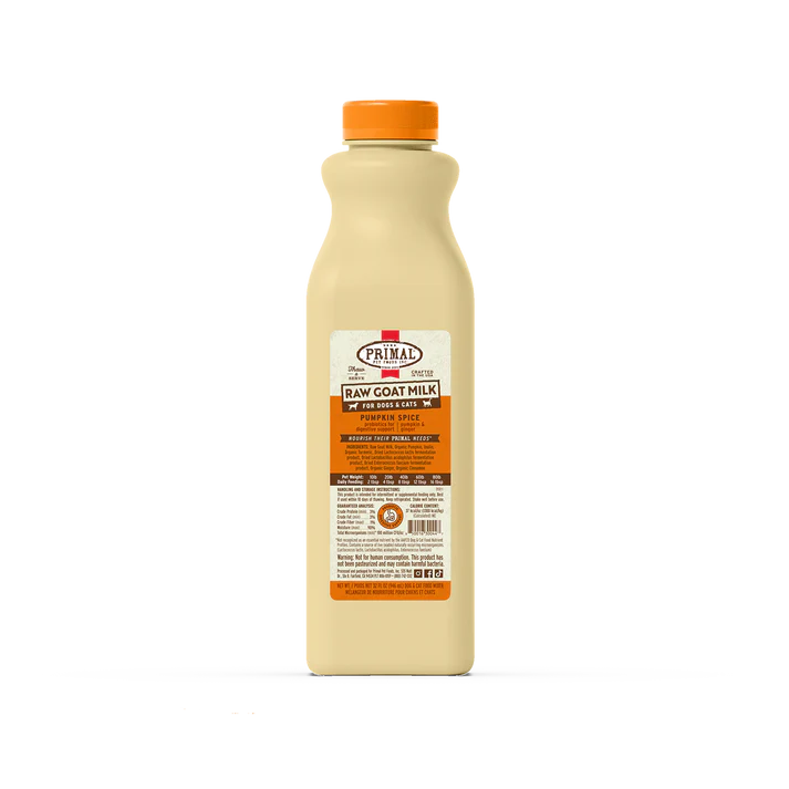 Primal Raw Frozen Goat Milk 'Pumpkin Spice' for Dogs & Cats, 32-oz