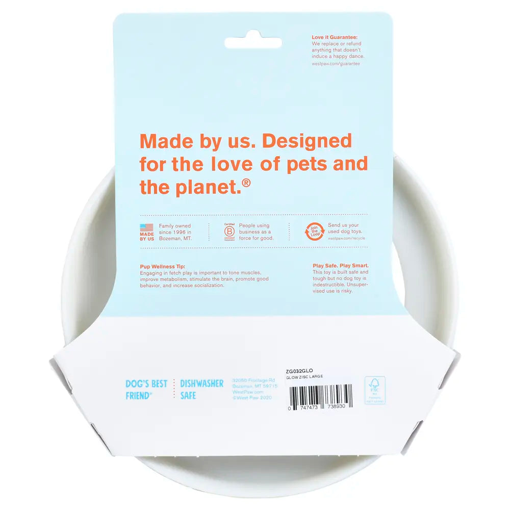 West Paw Zogoflex Zisc Dog Toy, Glow, Large