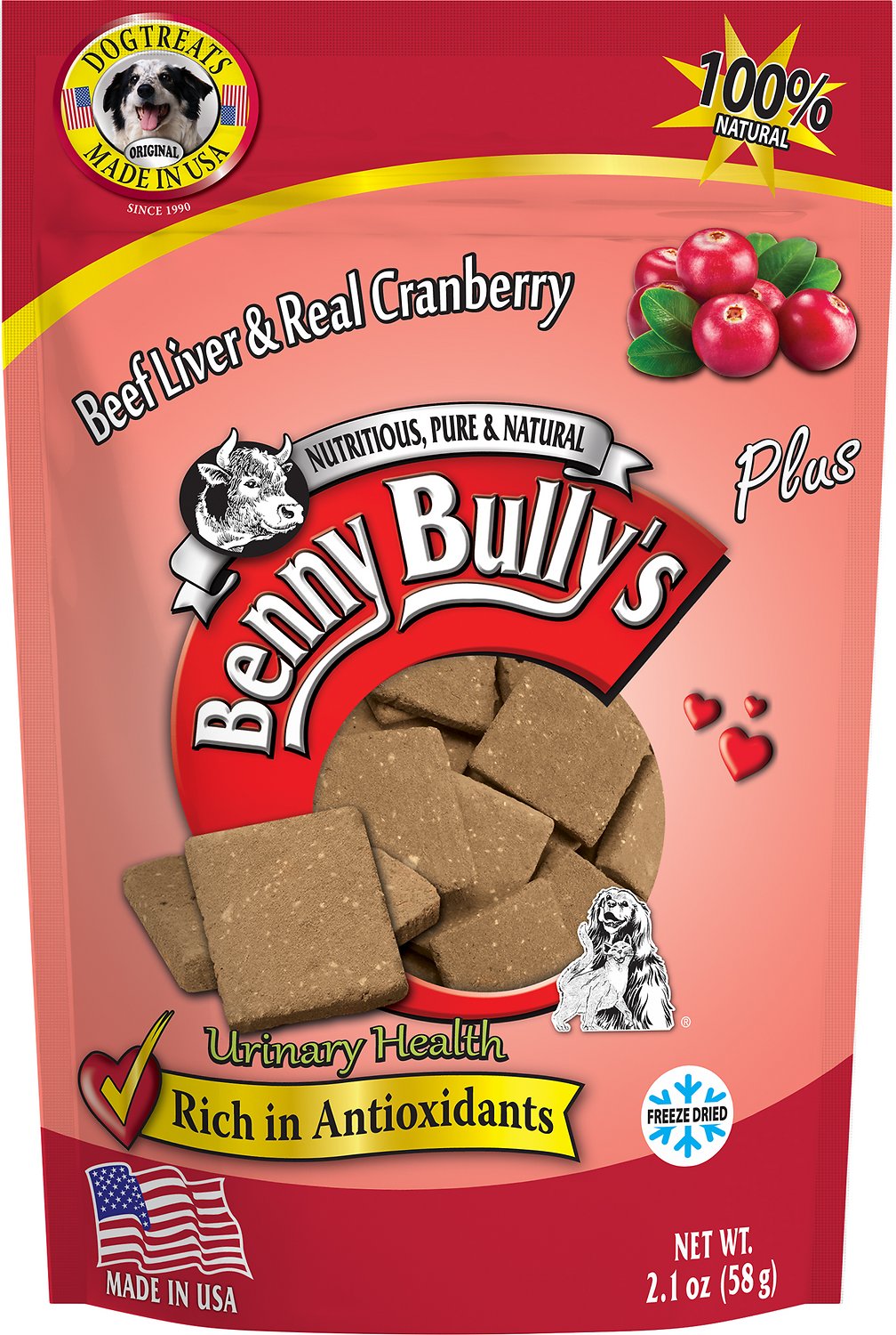 Benny Bully's Liver Plus Beef Liver & Real Cranberry Freeze-Dried Dog Treats, 2.1-oz (Size: 2.1-oz)