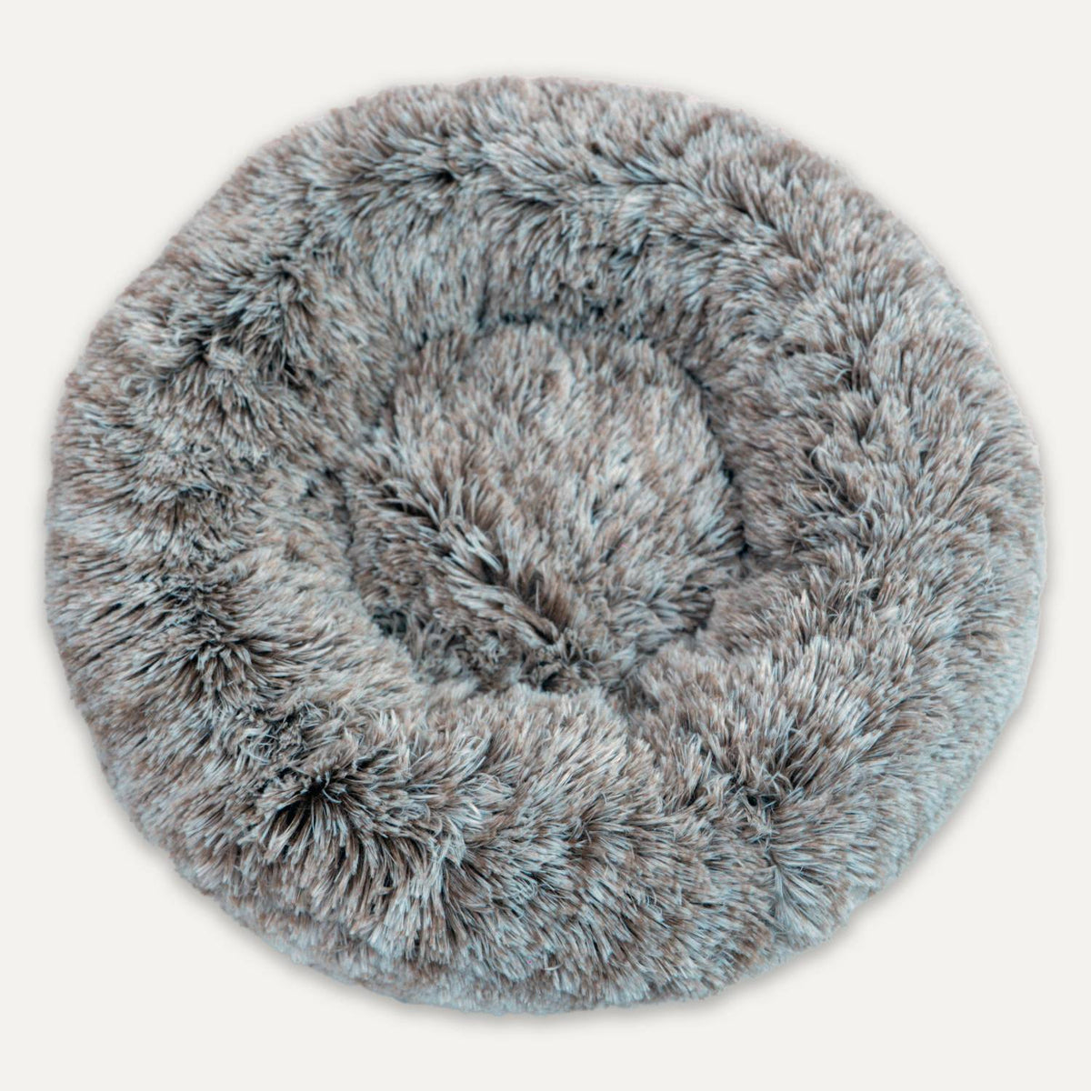 Goo-eez Luxury Round Furry Plush Pet Bed Beige/Brown Small 24 x 24 x 11-in
