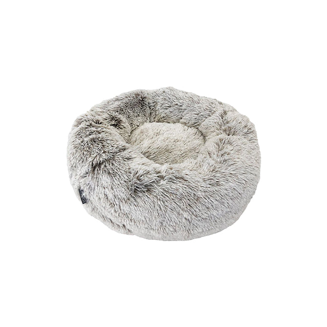 Goo-eez Luxury Round Furry Plush Pet Bed Beige/Brown Medium 28 x 28 x 11.8-in