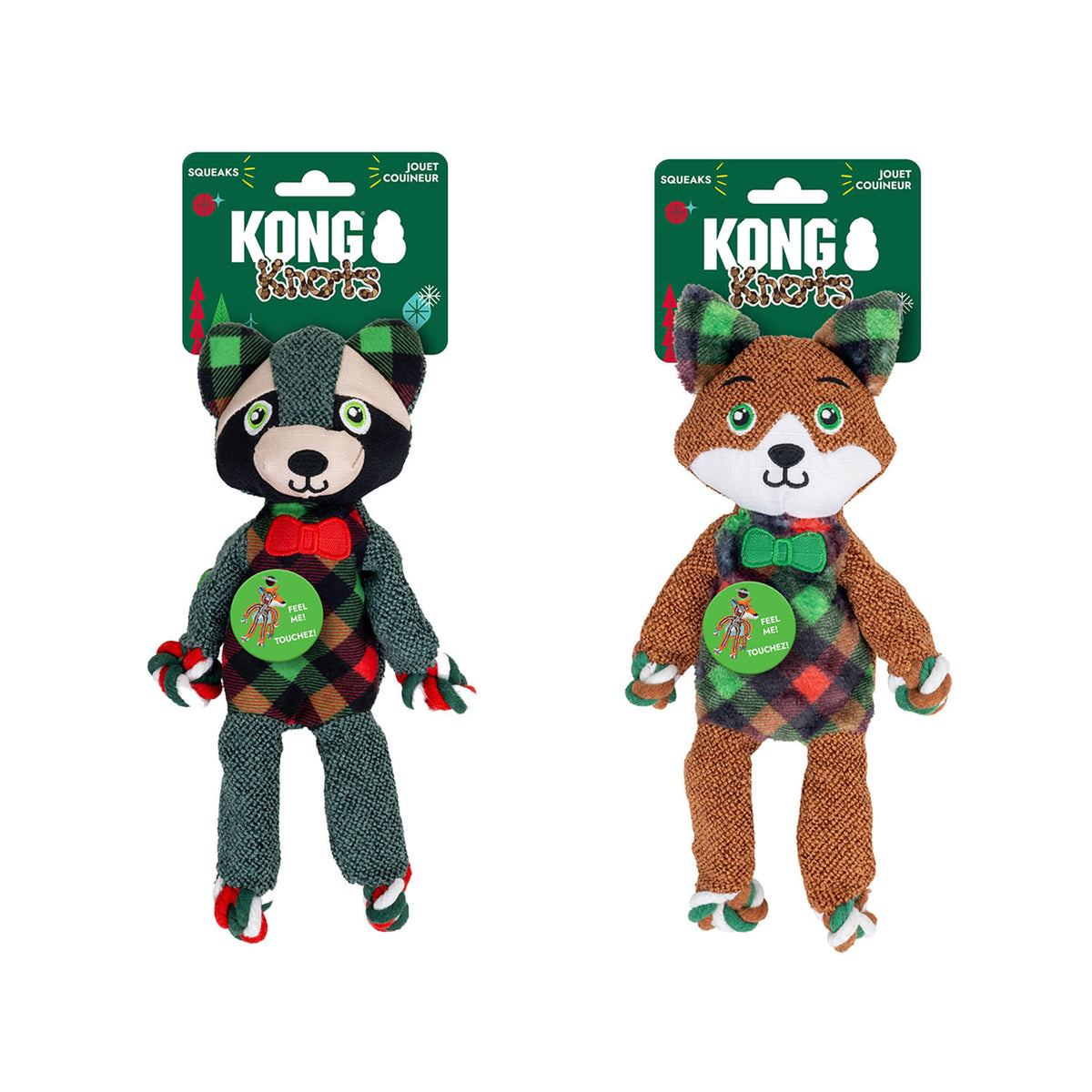 KONG Holiday Floppy Knots Dapper Plush Dog Toy Small/Medium Assorted