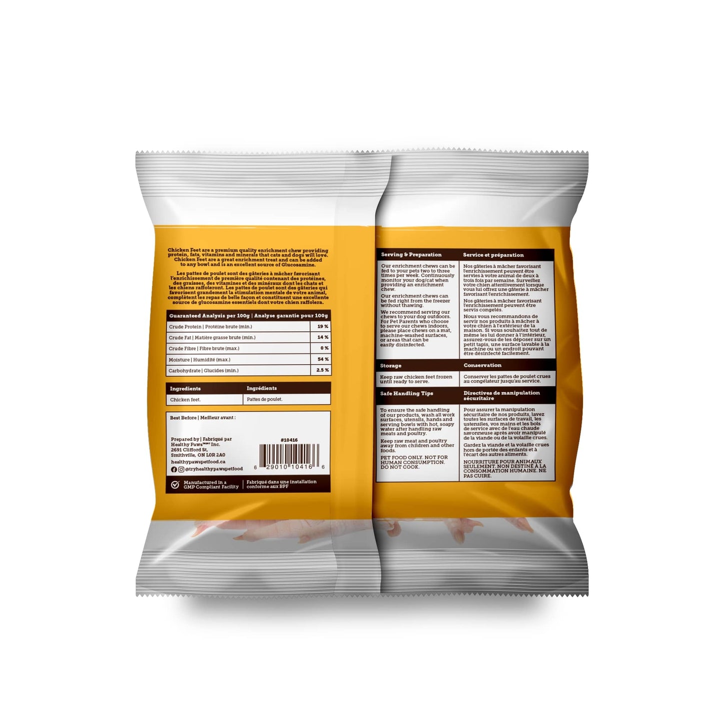 Healthy Paws Enrichment Raw Chicken Feet, 1-lb