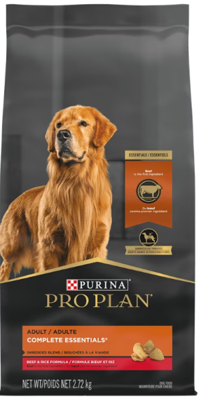 PURINA Pro Plan Dog Essential Shredded Blend Adult Dog Beef & Rice Formula, 15.9-kg