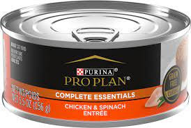 PURINA Pro Plan Cat Canned Complete Essentials Chicken & Spinach Entrée, 156-g
