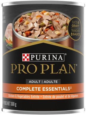 PURINA Pro Plan Dog Canned Complete Essential Slices Adult Chicken & Vegetables Entrée, 369-gf
