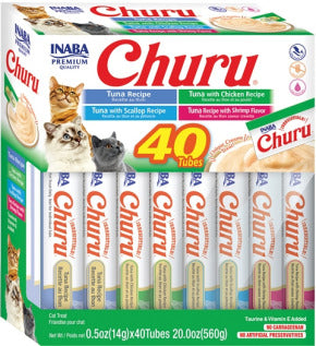 Inaba Cat Churu Purees 40 Variety Pack Tuna Seafood Recipes