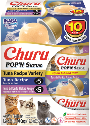 INABA Cat Churu POP'N Serve Variety Tuna Recipe, 10 Pack