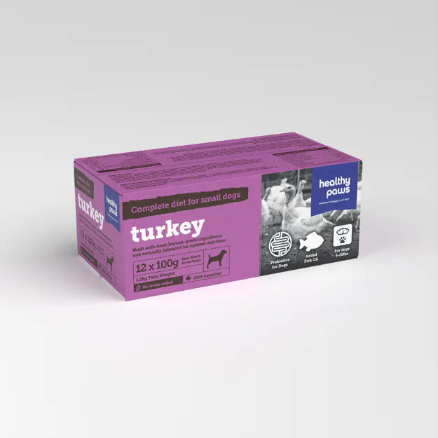 Healthy Paws Small Canine Complete Dinner Turkey Frozen Raw Dog Food 12 x 100-g Courtice Ontario