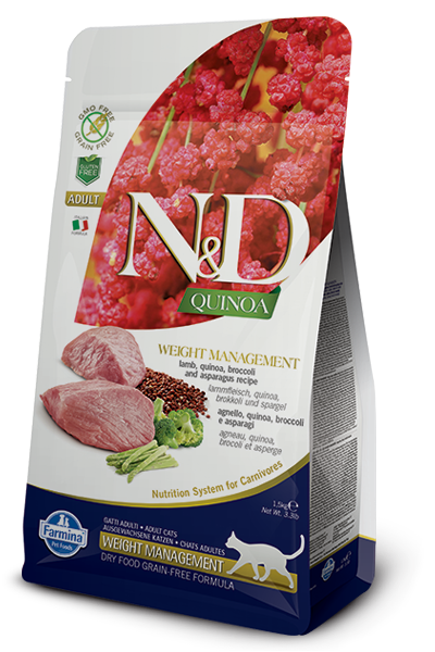 Farmina N&D Quinoa Weight Management Lamb Dry Cat Food, 3.3-lb