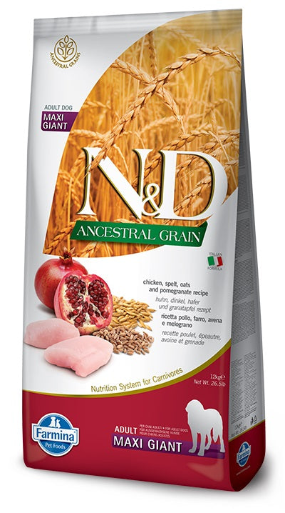 Farmina N&D Ancestral Grain Chicken & Pomegranate Maxi Giant Adult Dry Dog Food, 26-lb