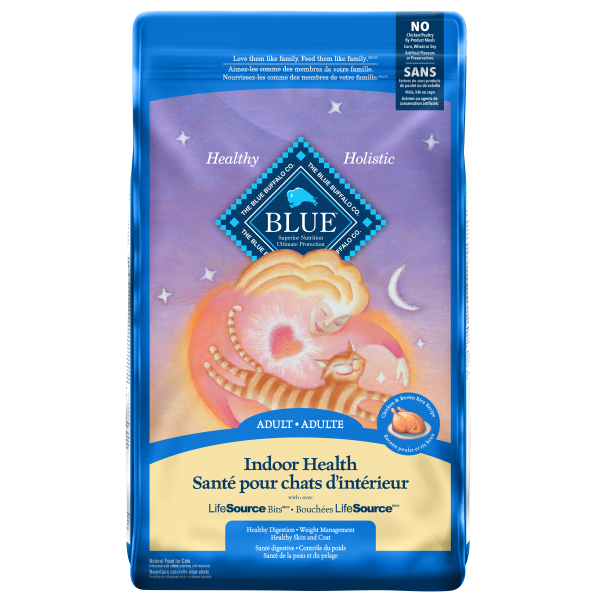 Blue Buffalo Indoor Health Chicken & Brown Rice Adult Dry Cat Food, 15-lb (Size: 15-lb)