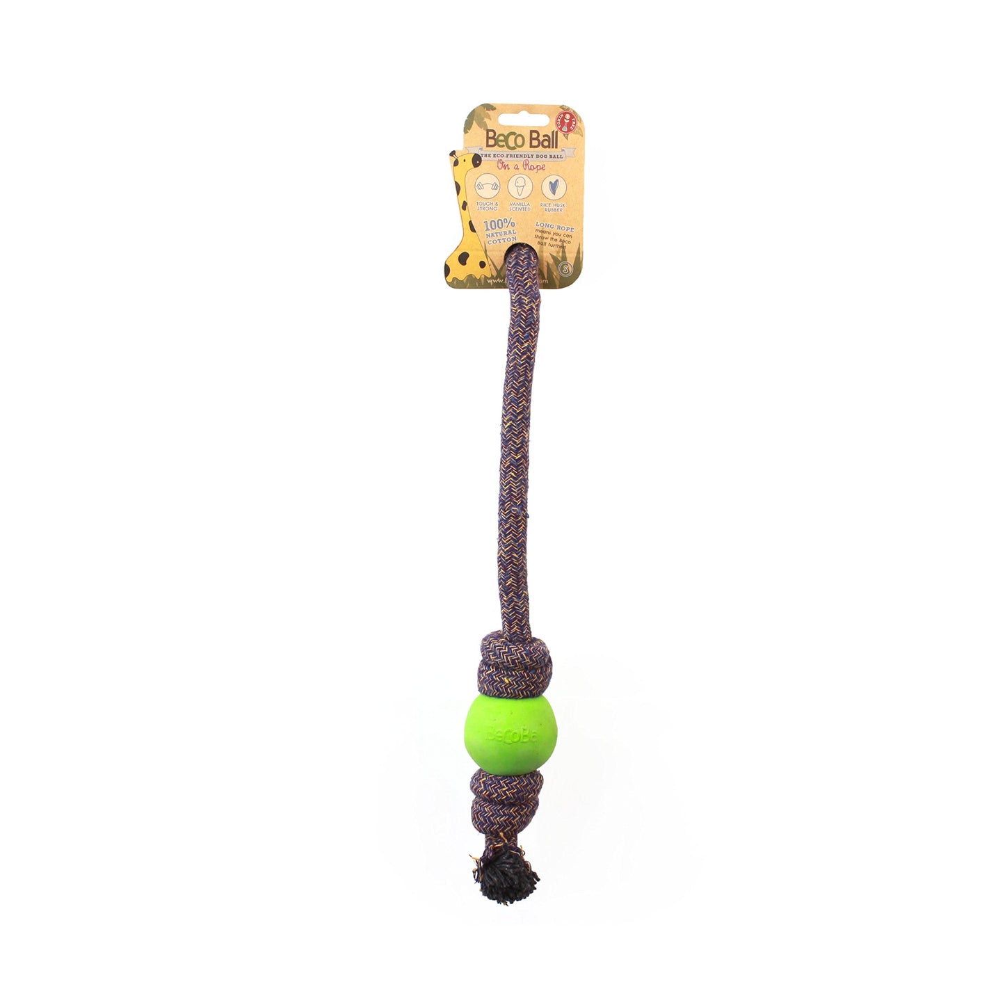 Beco Ball on Rope Dog Toy, Green, Large