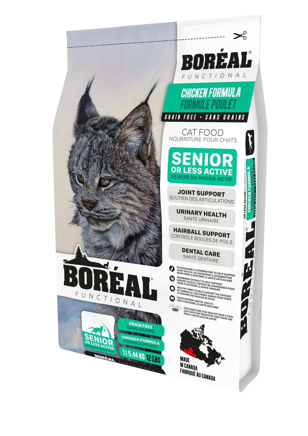 Boreal Functional, Senior and Less Active, All Breeds, Chicken Formula Dry Cat Food, 5.44kg (Size: 5.44kg)