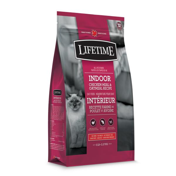 Lifetime Indoor Chicken Meal & Oatmeal Recipe Dry Cat Food, 5-lb (Size: 5-lb)