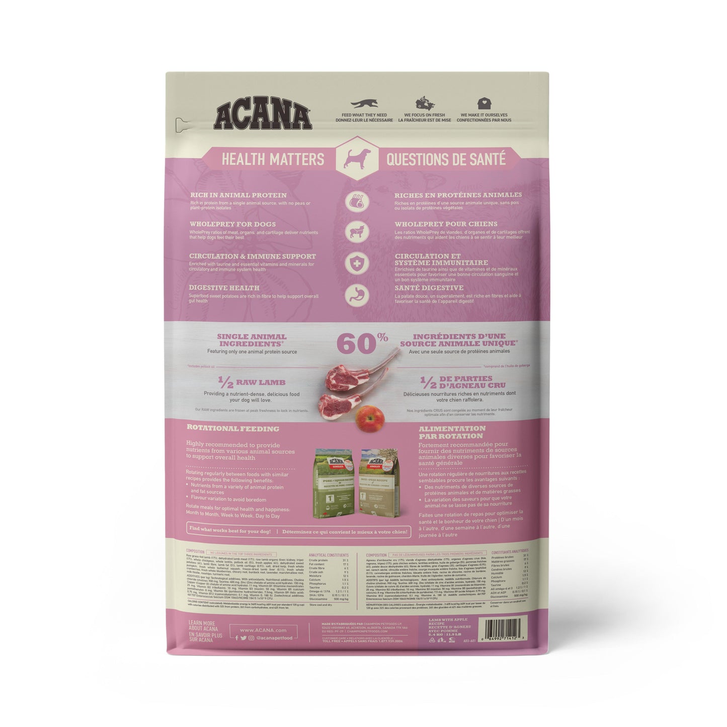 ACANA Singles Limited Ingredient Diet Lamb & Apple Recipe Dry Dog Food, 5.4-kg (Size: 5.4-kg)