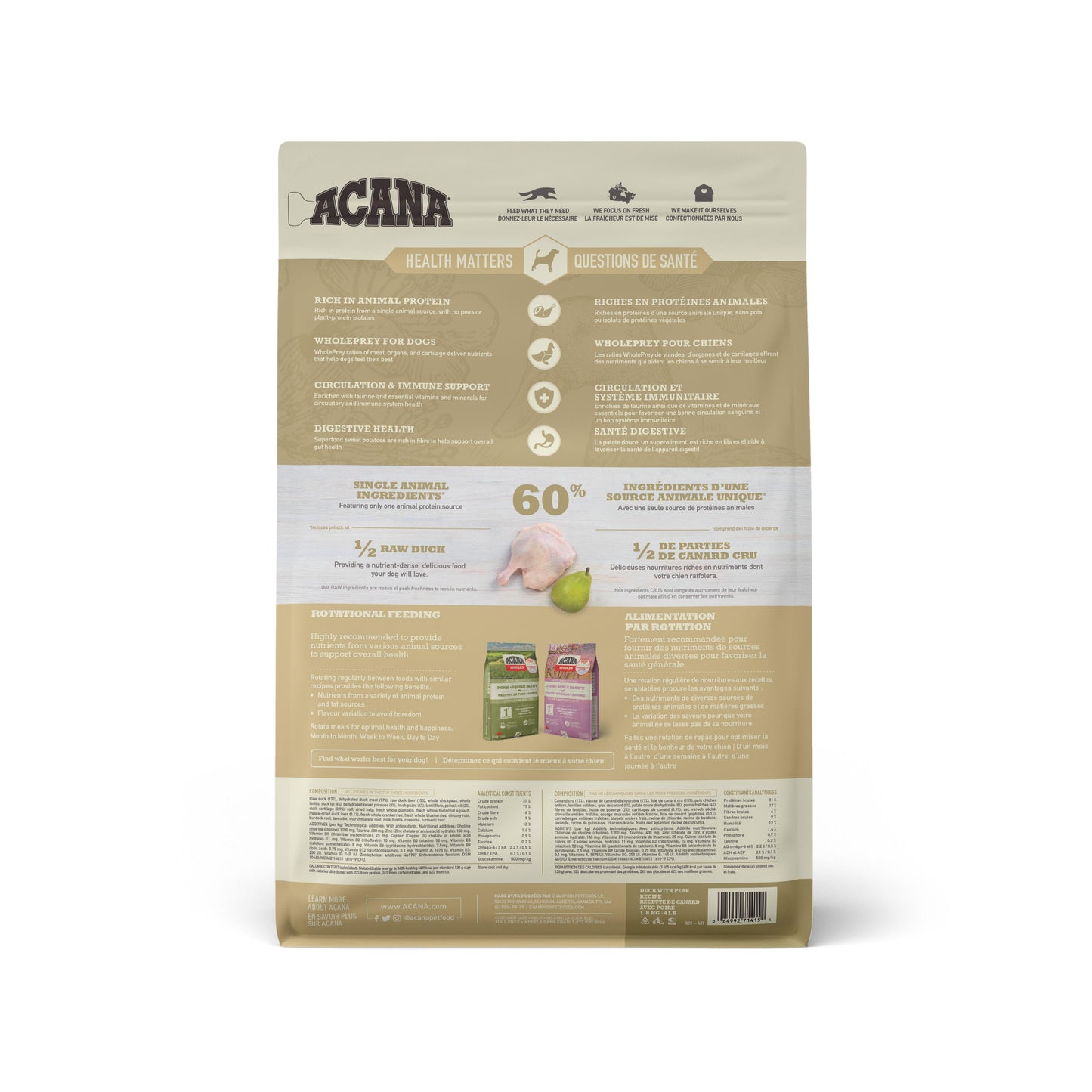 ACANA Singles Limited Ingredient Diet Duck & Pear Recipe Dry Dog Food, 1.8-kg (Size: 1.8-kg)