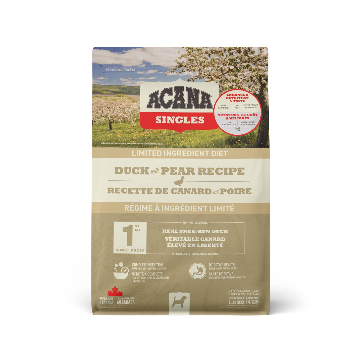 ACANA Singles Limited Ingredient Diet Duck & Pear Recipe Dry Dog Food, 1.8-kg (Size: 1.8-kg)