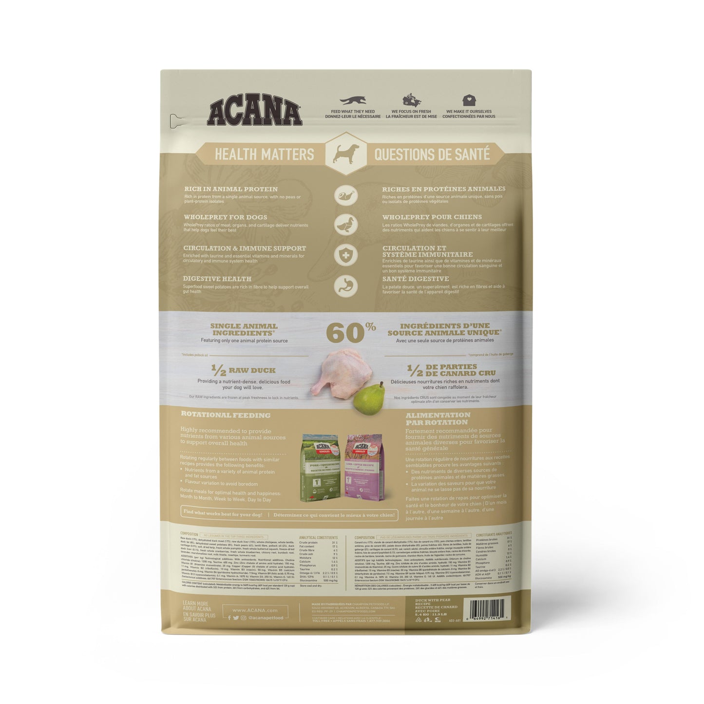 ACANA Singles Limited Ingredient Diet Duck & Pear Recipe Dry Dog Food, 5.4-kg (Size: 5.4-kg)