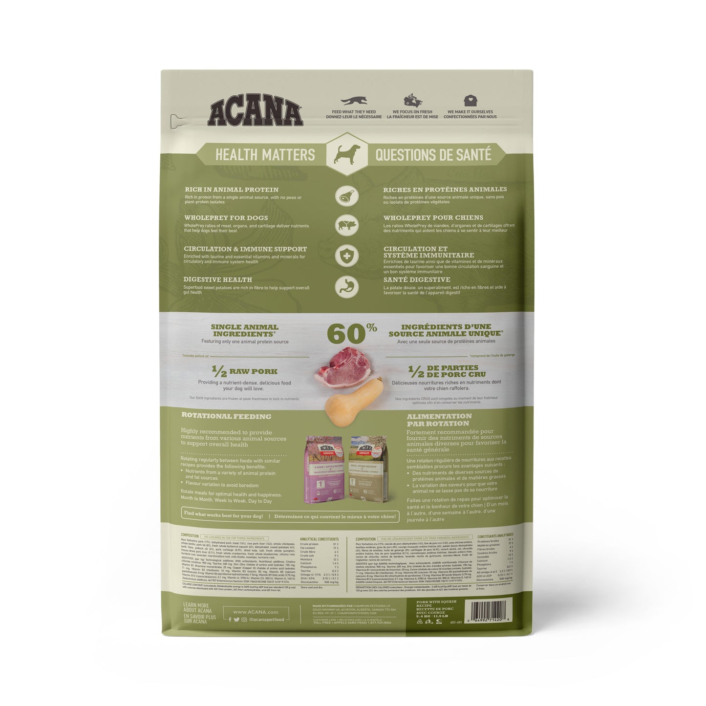 ACANA Singles Limited Ingredient Diet Pork & Squash Recipe Dry Dog Food, 5.4-kg (Size: 5.4-kg)