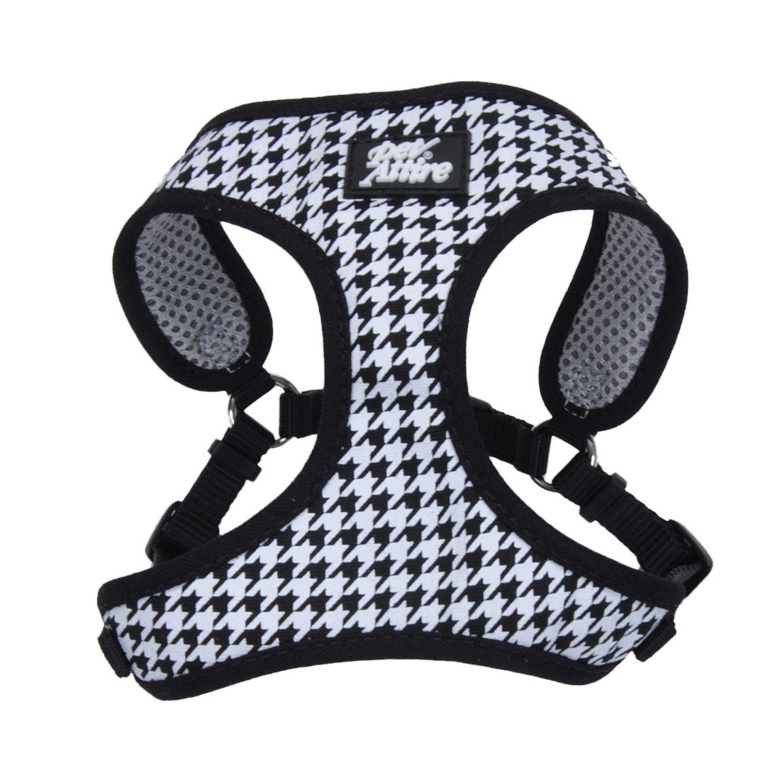 Ribbon Designer Wrap Adjustable Dog Harness, Houndstooth, 5/8-in x 16-in-19-in (Size: 5/8-in x 16-in-19-in)
