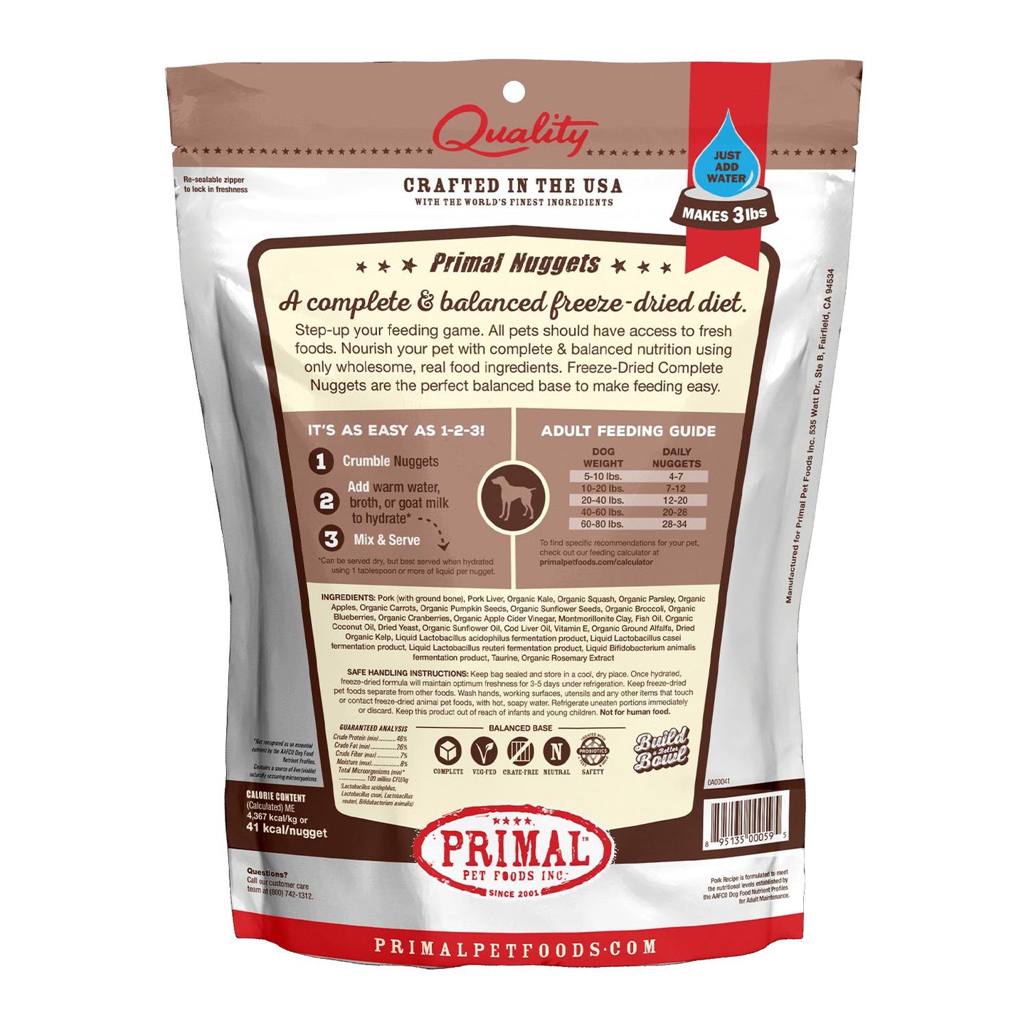 Primal Raw Freeze-Dried Nuggets Pork Formula Dog Food, 5.5-oz (Size: 5.5-oz)