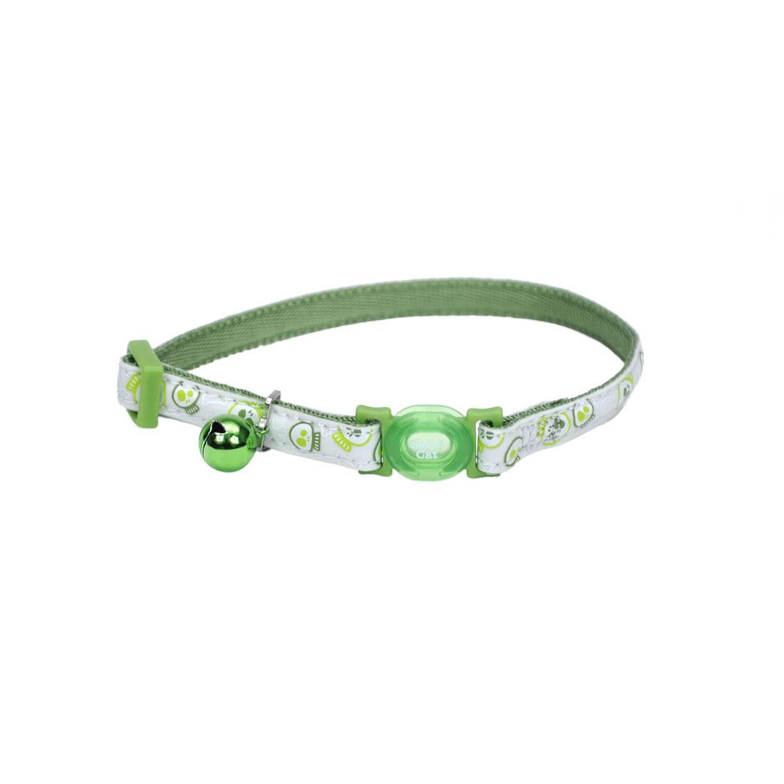 Safe Cat Glow in the Dark Adjustable Breakaway Cat Collar, Glowing Lime Skulls, 3/8-in x 8-12-in (Size: 3/8-in x 8-12-in)