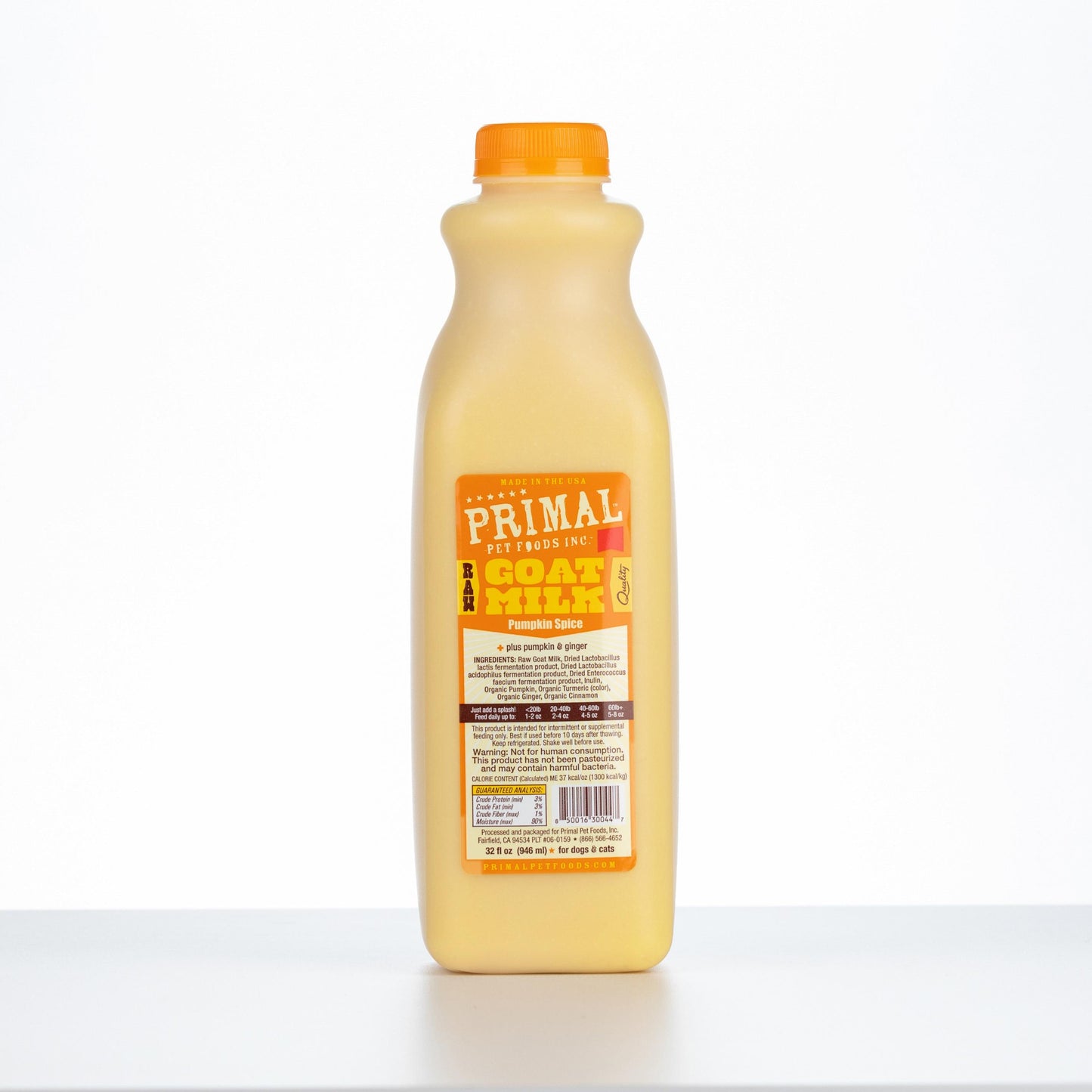 Primal Raw Frozen Goat Milk 'Pumpkin Spice' for Dogs & Cats, 32-oz (Size: 32-oz)