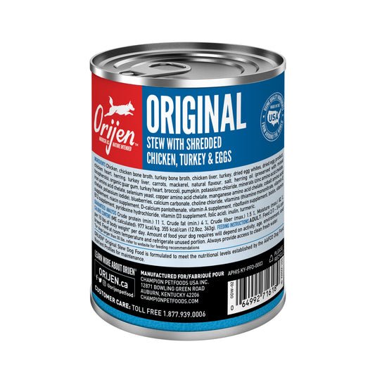 ORIJEN Original Stew with Shredded Chicken, Turkey & Eggs Wet Dog Food, 12.8-oz