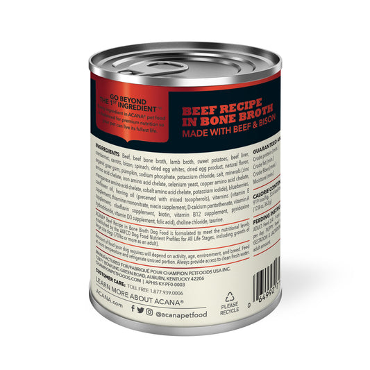 ACANA Premium Chunks Beef Recipe in Bone Broth Wet Dog Food, 12.8-oz