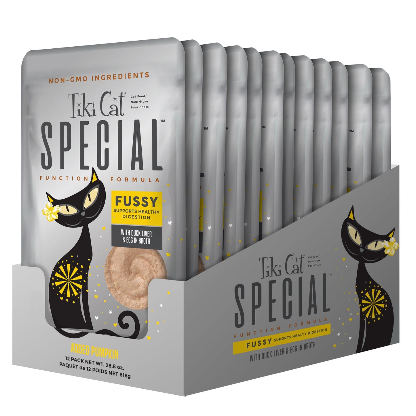 Tiki Cat Special FUSSY with Duck Liver & Egg in Broth Wet Cat Food Pouch, 2.4-oz