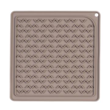 Messy Mutts Silicone Therapeutic Lick Dog Slow Feeder Mat, Grey, 12-in x 12-in (Size: 12-in x 12-in)