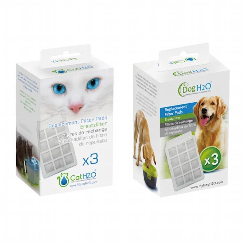 Dog H2O & Cat H2O Replacement Filters Drinking Fountains for Dogs & Cats, 3-pk
