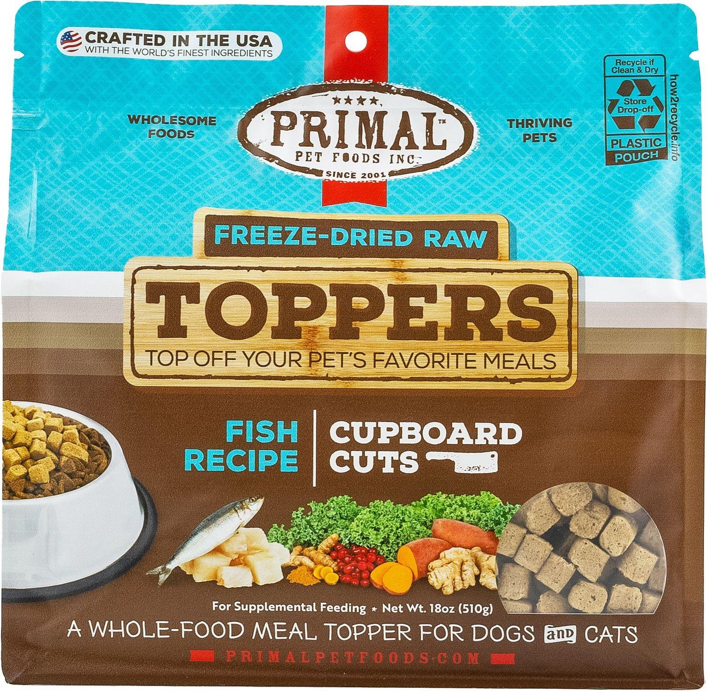 Primal Toppers Fish Freeze-Dried Raw Dog & Cat Food Topper, 3.5-oz (Size: 3.5-oz)