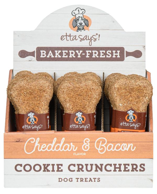 Etta Says! Bakery-Fresh Cookie Crunchers Cheddar & Bacon Dog Treats, 1-oz (Size: 1-oz)