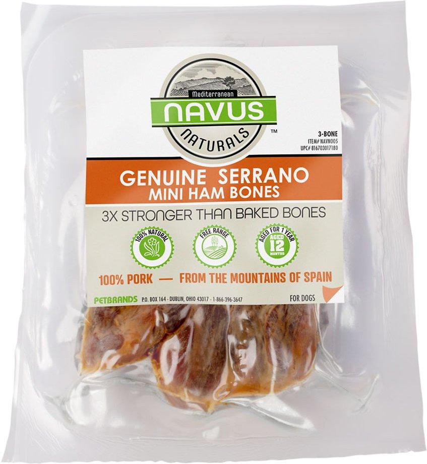 Navus Naturals Genuine Serrano Mini Ham Bone Dog Treats, 3-count (Size: 3-count)