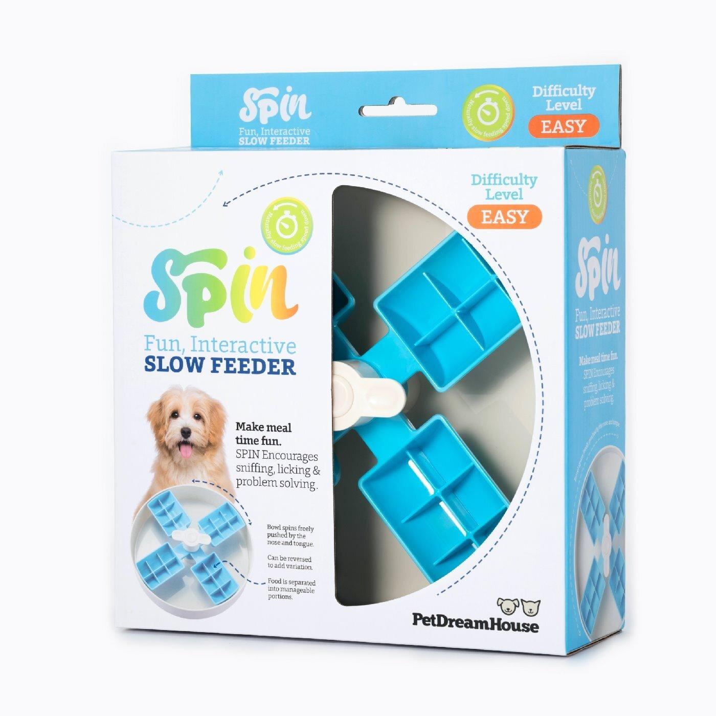 PetDreamHouse SPIN Interactive Feeder Dog Bowl, UFO Maze Green