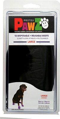 Pawz Waterproof Dog Boots, Black, Large (Size: Large)