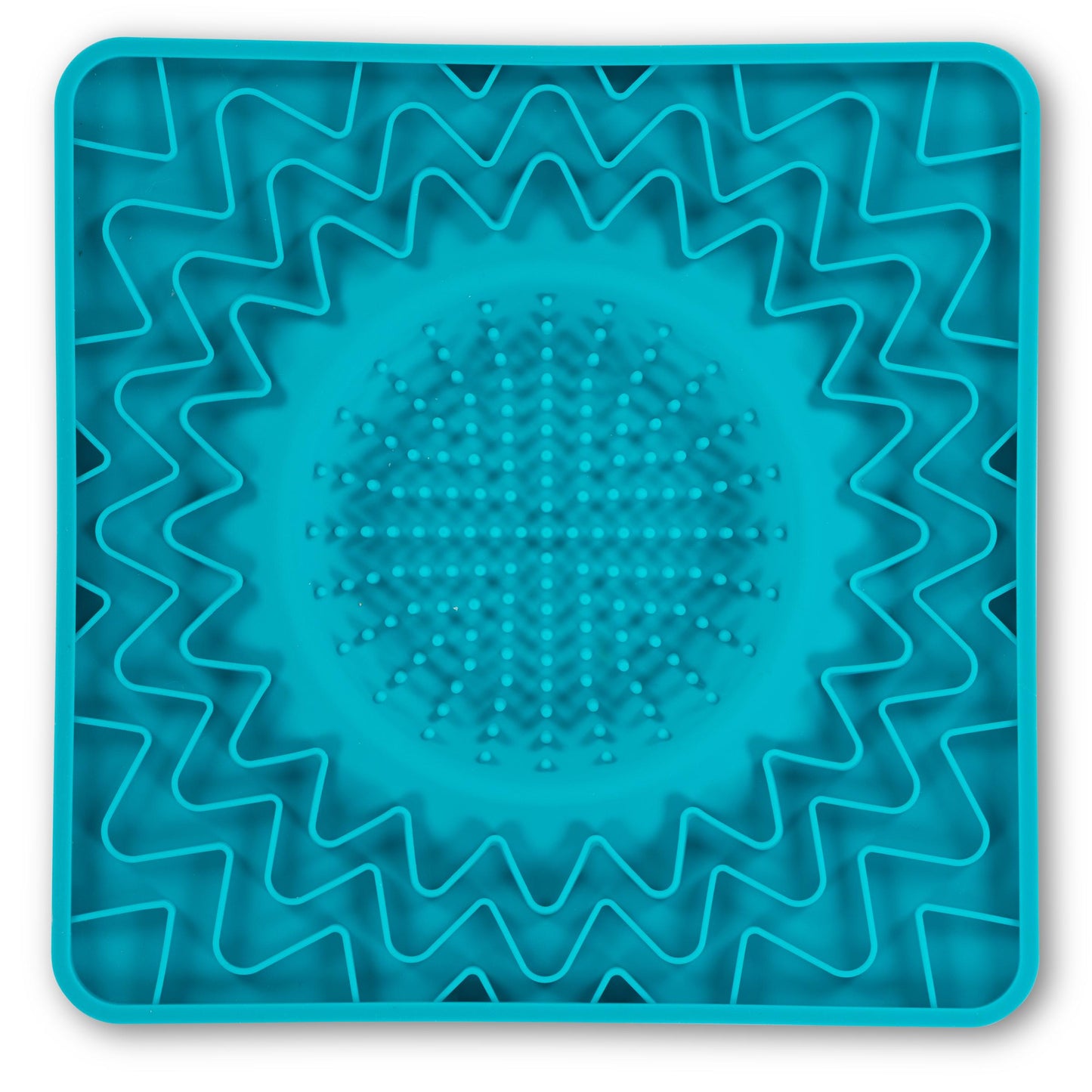 Messy Mutts Framed Silicone Interactive Licking Bowl Mat Dog Slow Feeder, Blue, 10-in x 10-in (Size: 10-in x 10-in)