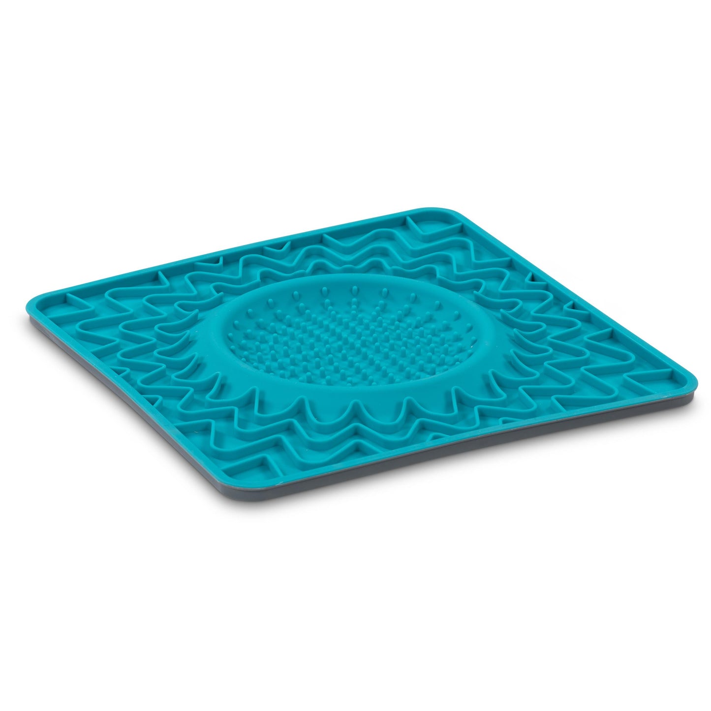 Messy Mutts Framed Silicone Interactive Licking Bowl Mat Dog Slow Feeder, Blue, 10-in x 10-in (Size: 10-in x 10-in)
