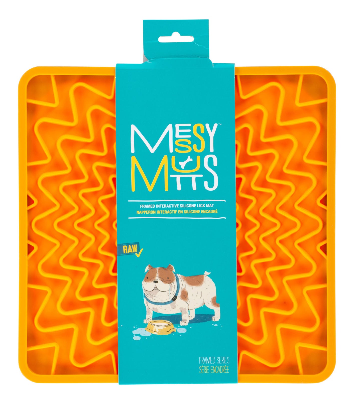 Messy Mutts Framed Silicone Interactive Licking Mat Dog Slow Feeder, Orange, 10-in x 10-in (Size: 10-in x 10-in)
