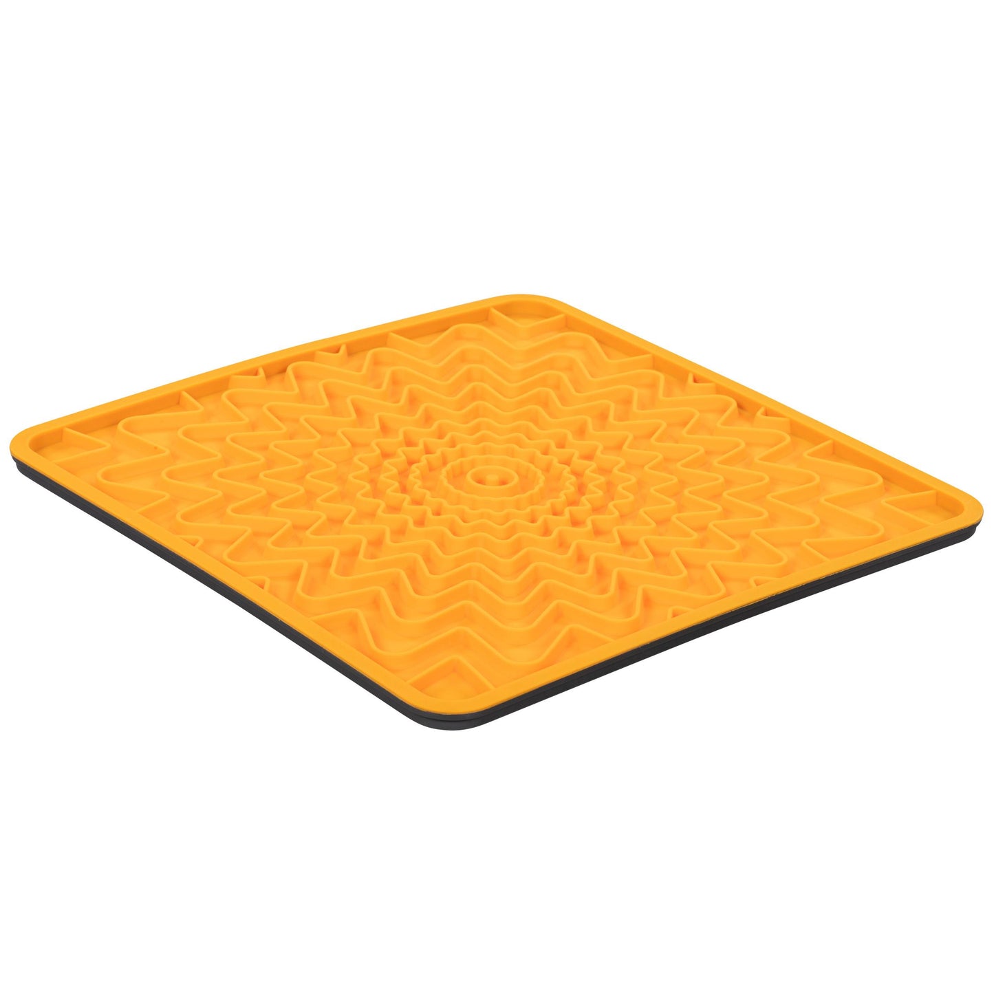 Messy Mutts Framed Silicone Interactive Licking Mat Dog Slow Feeder, Orange, 10-in x 10-in (Size: 10-in x 10-in)