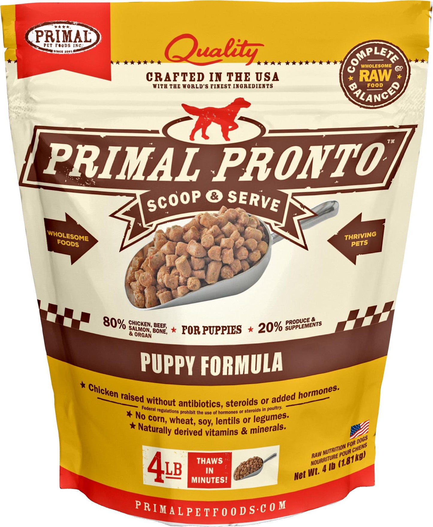 Primal Pronto Puppy Formula Raw Frozen Dog Food, 4-lb