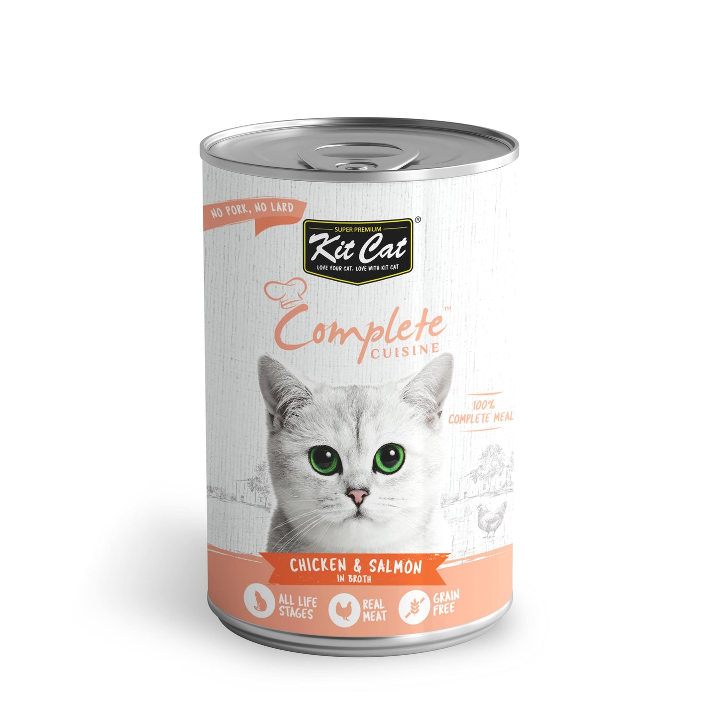 Kit Cat Complete Cuisine Chicken & Salmon in Broth Wet Cat Food Can, 150-gram (Size: 150-gram)